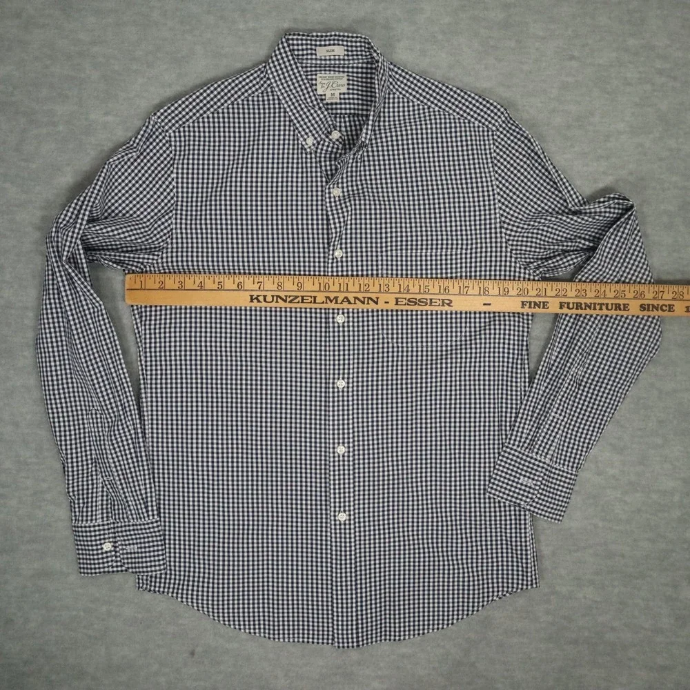 J.Crew Secret Wash Gingham Check Organic Cotton Shirt M Slim Fit‎ Mauritius